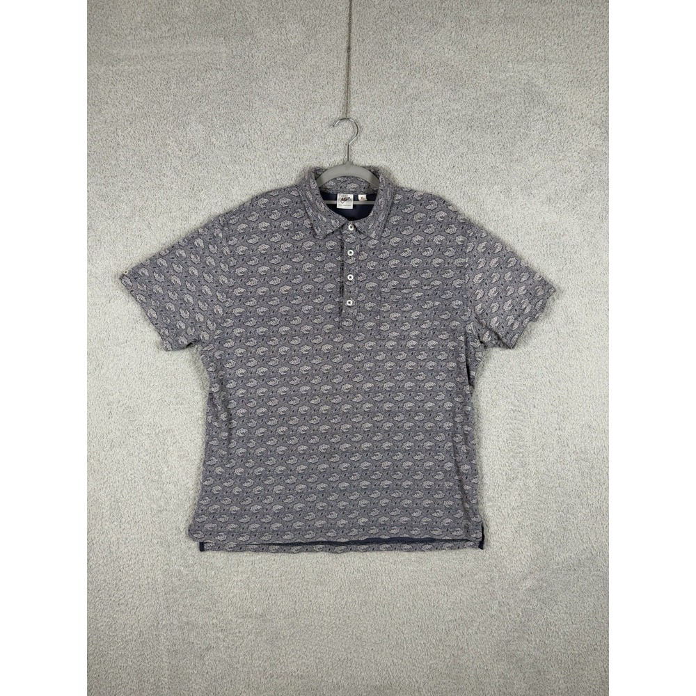 Uniqlo x Michael Bastian Polo Shirt Men Size XL Blue Koi Fish Print Short Sleeve